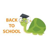 cute turtle back to school after graduation from elementary vector