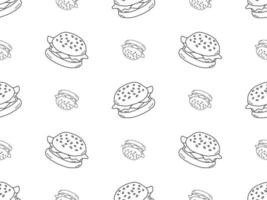 Hamburger cartoon character seamless pattern on white background vector