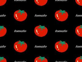 Tomato cartoon character seamless pattern on black background vector