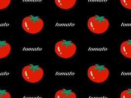 Tomato cartoon character seamless pattern on black background vector