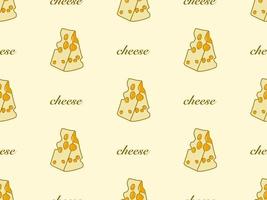 Cheese cartoon character seamless pattern on yellow background vector