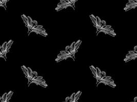 Flower cartoon character seamless pattern on black background vector