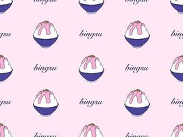 Bingsu cartoon character seamless pattern on pink background vector