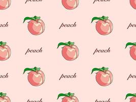 Peach cartoon character seamless pattern on orange background vector