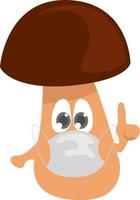 Mushroom wearing a mask, illustration, vector on white background