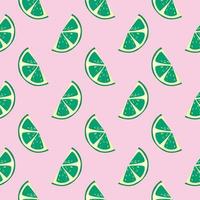Green lime ,seamless pattern on light pink background. vector