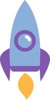 Blue space rocket, illustration, vector on white background.