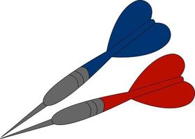 Blue and red javelin, illustration, vector on white background.