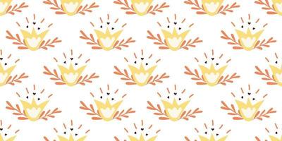 Seamless floral pattern with hearts vector