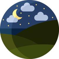Cloudy night, icon illustration, vector on white background