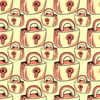 Locks pattern, seamless pattern on orange background. vector
