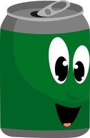 Green can, illustration, vector on white background.