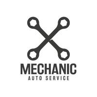 Two wrenches crossed Vintage Handyman Tools Service Repair Build Maintenance logo design vector