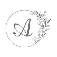 círculo vectorial plantilla de logotipo floral dibujada a mano en un estilo de ilustración elegante y minimalista. marco de logotipo circular. para insignias, etiquetas, logotipos e identidades comerciales de marca. vector