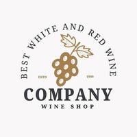 logotipo de vino vectorial para tienda de vinos, menú de restaurante, marca de vino e identidad, plantilla de logotipo de empresa agrícola vector