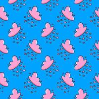 Pink cloud,seamless pattern on blue background. vector