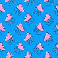 Pink cloud,seamless pattern on blue background. vector