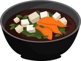 Miso soup, illustration, vector on white background.