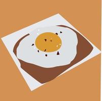 Egg on plate, illustration, vector on white background.