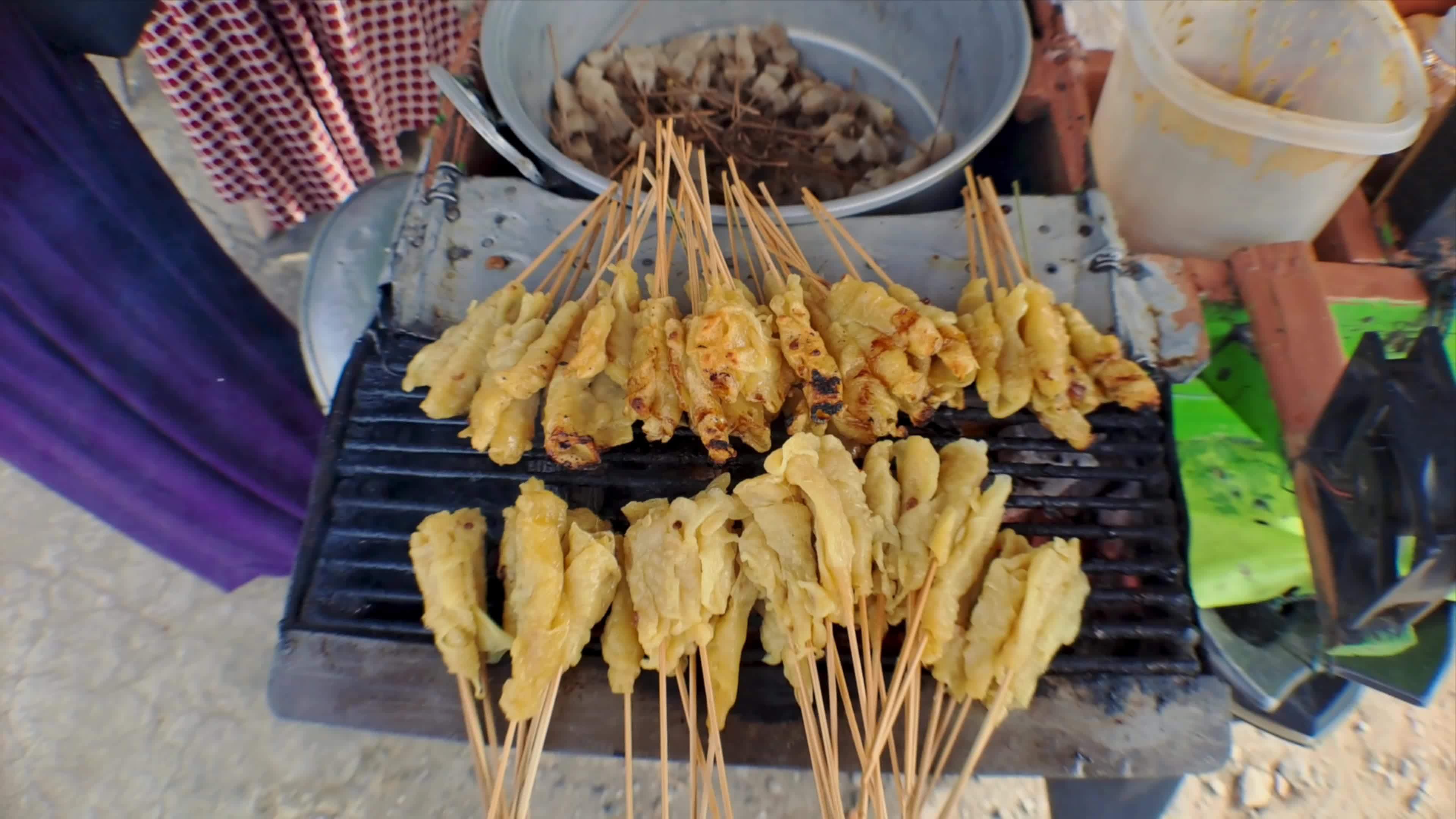 Street Food satay tofu sate tahu, Tofu grilled with soy sauce, the