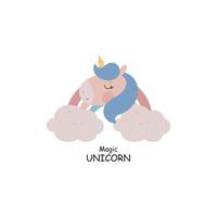 Print with magic Unicorn. Vector illustration on a white background. For posters, invitations, banners, printing on the pack, printing on clothes, fabric, wallpaper.