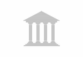 Bank or University icon. Historic building with columns. Vector isolated on white