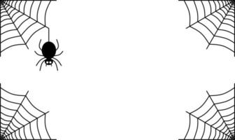 outline Halloween background with spiderweb and spider vector