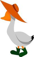 Goose with hat, illustration, vector on white background.