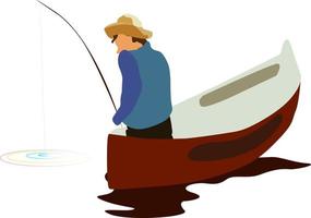 Fisherman, illustration, vector on white background.