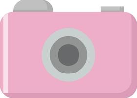 Pink camera, illustration, vector on white background.