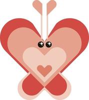Heart butterfly, illustration, vector on white background.