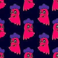 Chicken head pattern, illustration, vector on white background