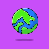 ilustración de iconos de vector de dibujos animados de planeta tierra. concepto de caricatura plana. adecuado para cualquier proyecto creativo.