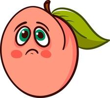 Apricot with a sad face, illustration, vector on a white background.