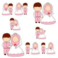 Muslim wedding couple collection vector