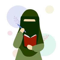 Illustration of a Muslim woman writer vector
