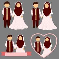 Muslim wedding couple collection vector