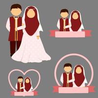 Muslim wedding couple collection vector