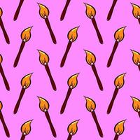 Paint brushes, seamless pattern on pink background. vector