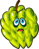 Sad cherimoya, illustration, vector on white background.