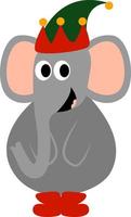 Elf elephant, illustration, vector on white background.