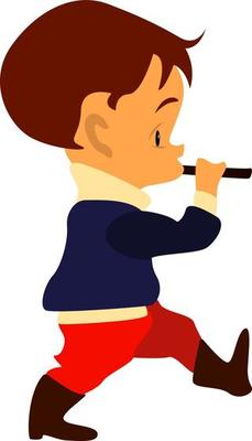 Boy marching, illustration, vector on white background.