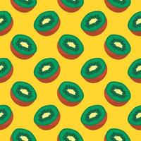 Kiwi the fruit ,seamless pattern on yellow background. vector