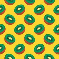 Kiwi the fruit ,seamless pattern on yellow background. vector