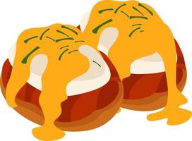 Egg benedict, illustration, vector on white background