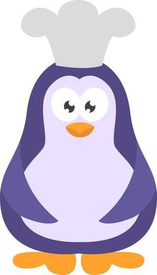 Penguin as cook, icon illustration, vector on white backgroundv