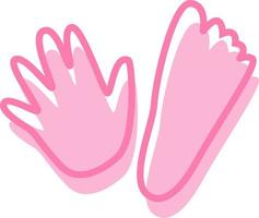 Pink hand and foot, illustration, vector on a white background.