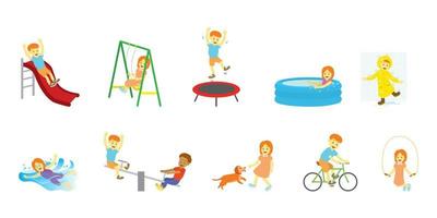 ilustración de las actividades diarias de los niños. bueno para libros de cuentos para niños, impresión, carteles, sitios web, pegatinas, camisetas y más vector