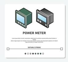 Three Phase Energy Power Meter Branch Feeder Monitoring Simple Vector Editable Stroke