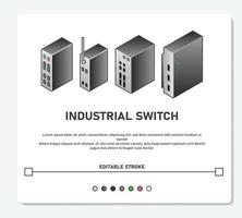 Industrial Manage Switch HUB Network Device Vector Flat Design